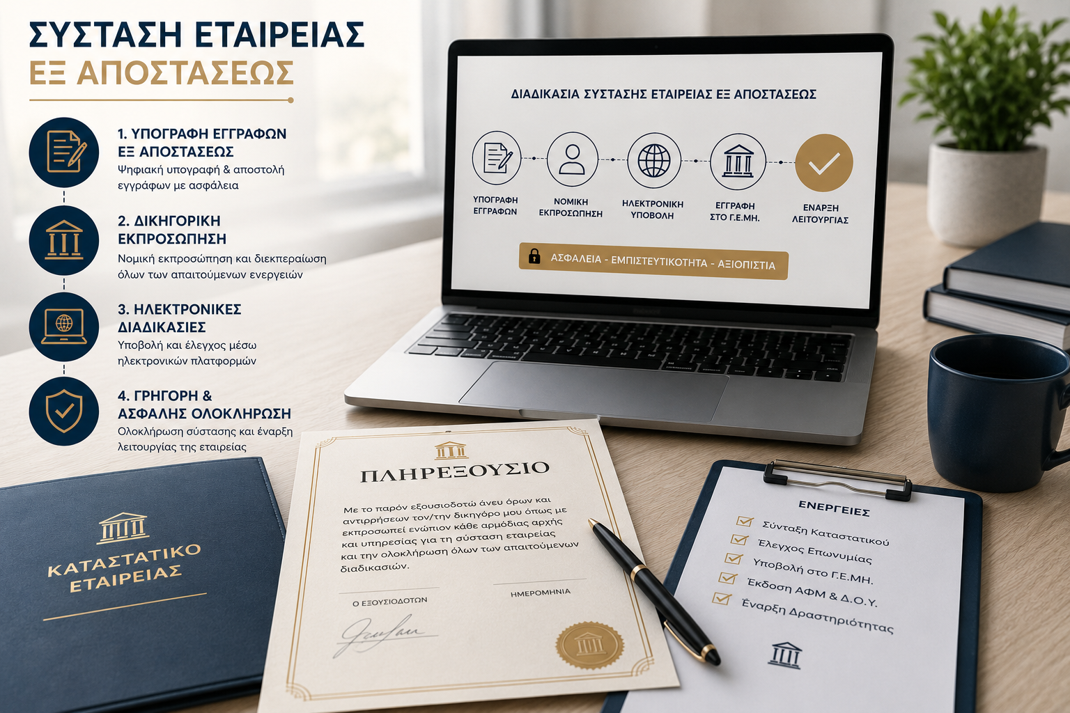 Διαδικασία σύστασης εταιρείας εξ αποστάσεως: ψηφιακή υπογραφή, πληρεξούσιο και ηλεκτρονική υποβολή