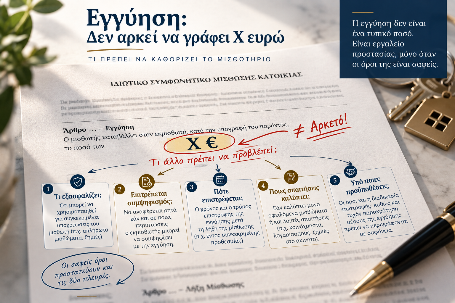 Εγγύηση μίσθωσης – δεν αρκεί να γράφει Χ ευρώ, τι πρέπει να καθορίζει το μισθωτήριο