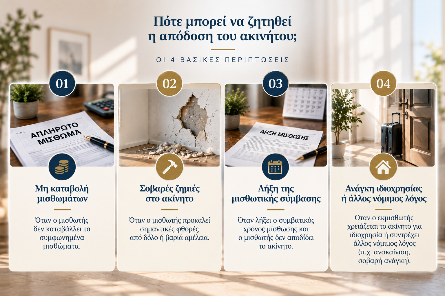 Πότε μπορεί να ζητηθεί η απόδοση του ακινήτου – οι 4 βασικές περιπτώσεις