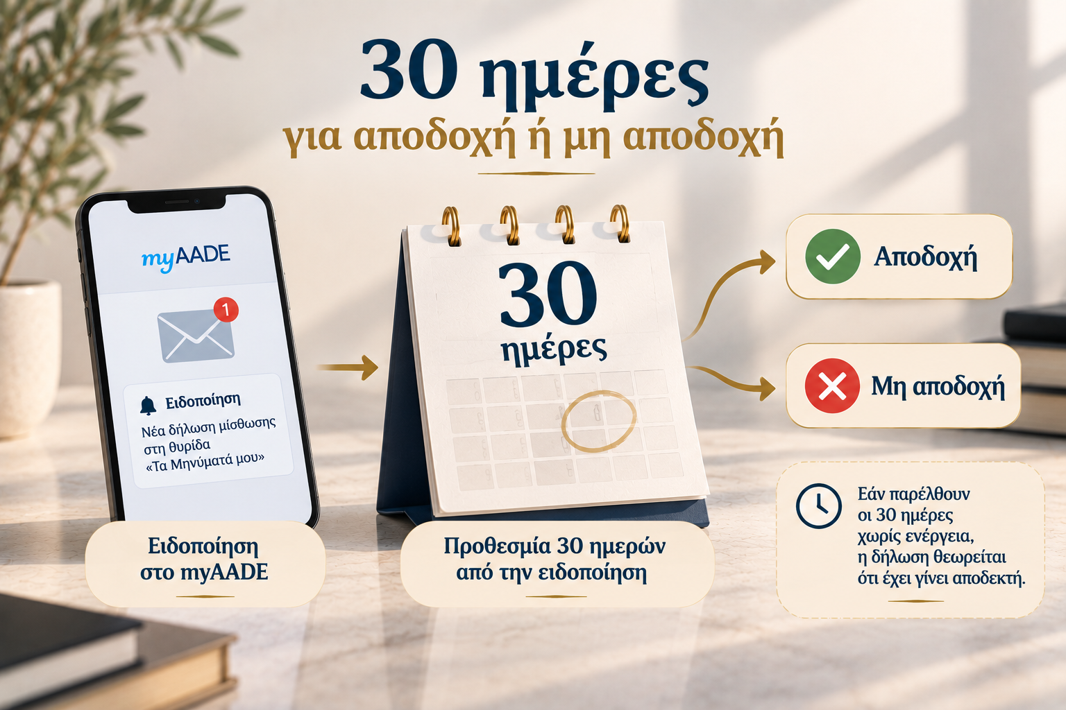 30 ημέρες για αποδοχή ή μη αποδοχή της δήλωσης μίσθωσης στο myAADE